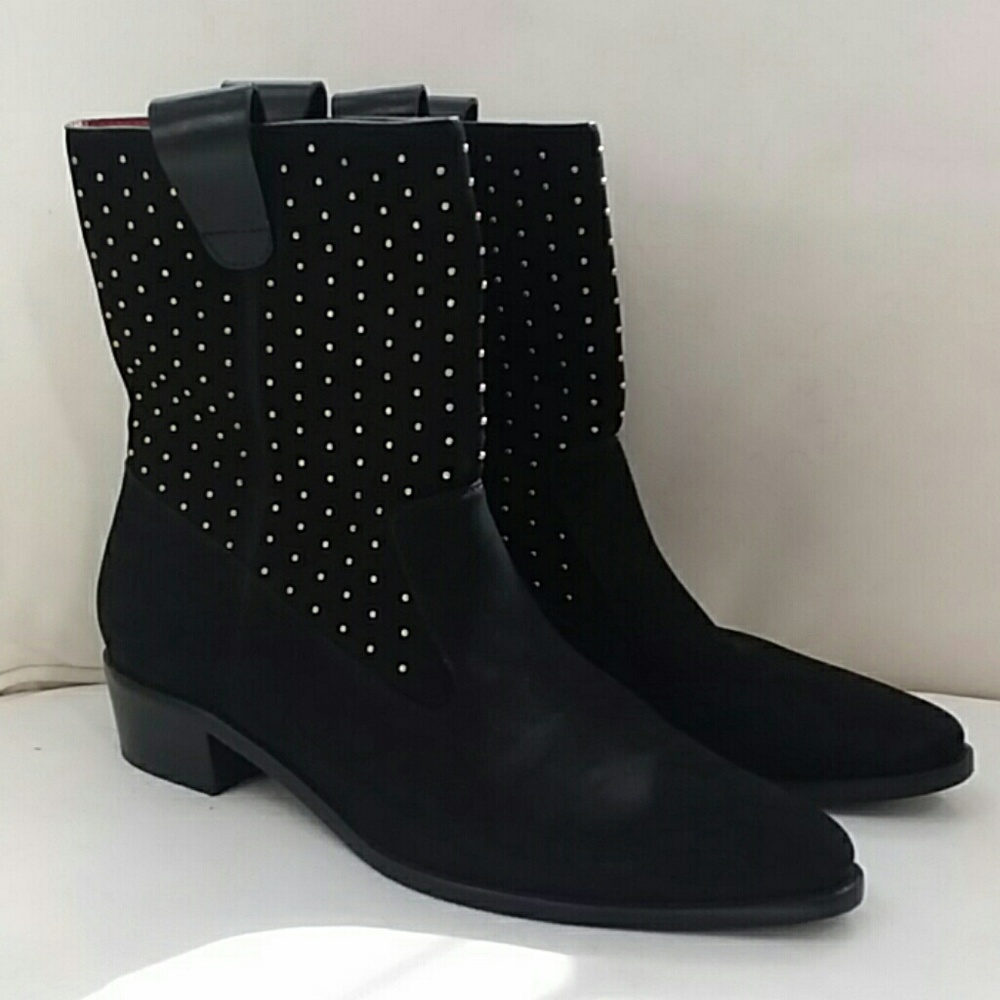 Rebecca Minkoff Sz8 Black Gold Studded Ankle boots